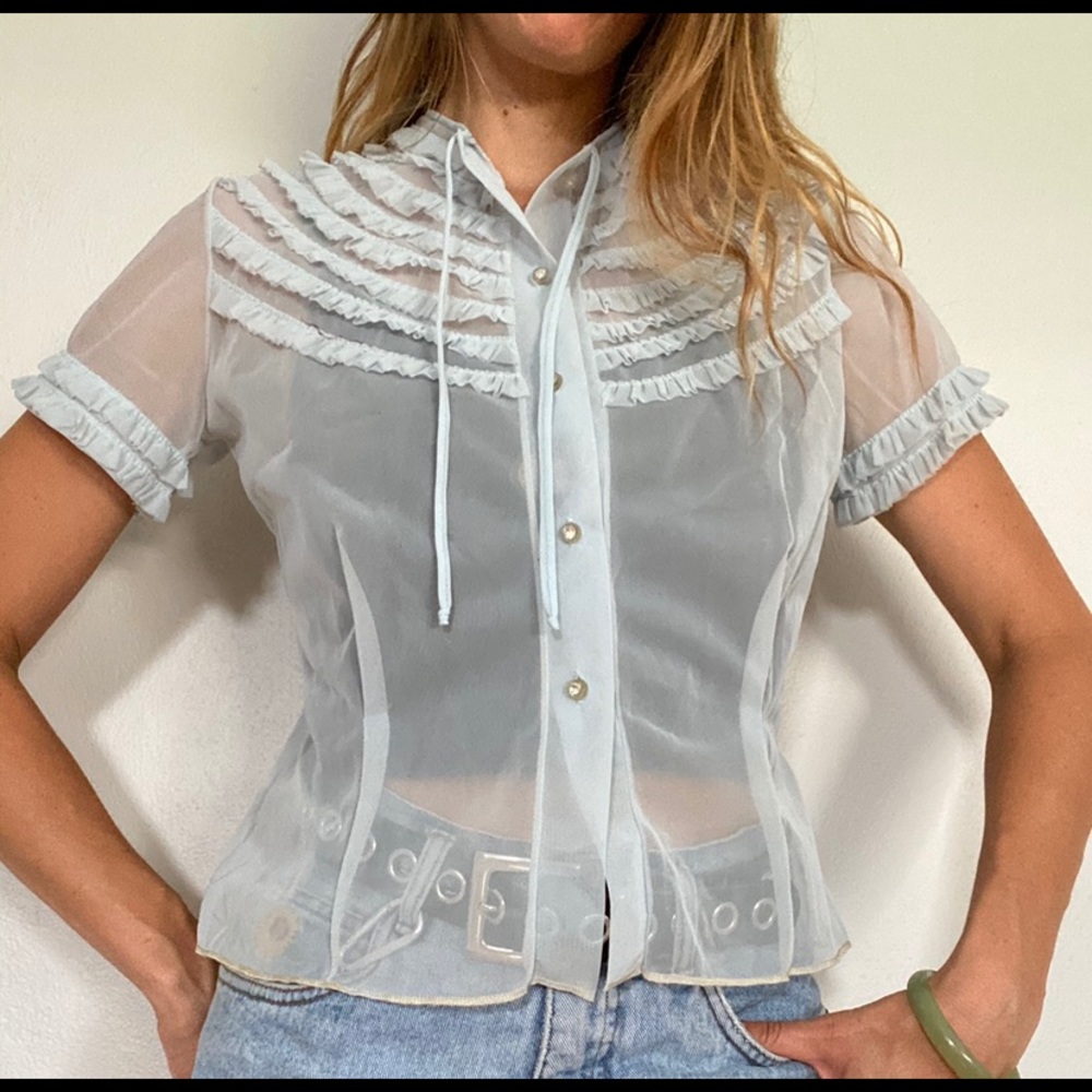 50s ruffle blouse